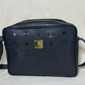 MCM Black and Gold Messenger Bag